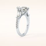 2.86 CT Emerald Shaped Cluster Moissanite Engagement Ring