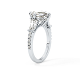 East West Asscher Cluster Lab Grown Diamond Engagement Ring