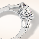 2.86 CT Emerald Shaped Cluster Moissanite Engagement Ring