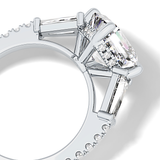 East West Asscher Cluster Lab Grown Diamond Engagement Ring
