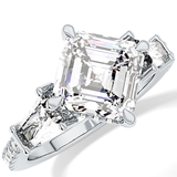East West Asscher Cluster Lab Grown Diamond Engagement Ring