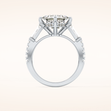 2.86 CT Emerald Shaped Cluster Moissanite Engagement Ring