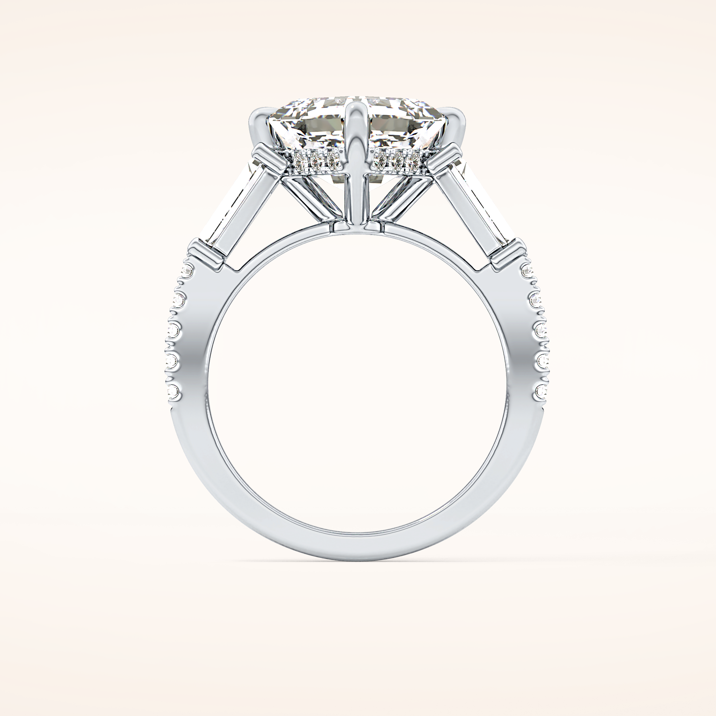 2.86 CT Emerald Shaped Cluster Moissanite Engagement Ring