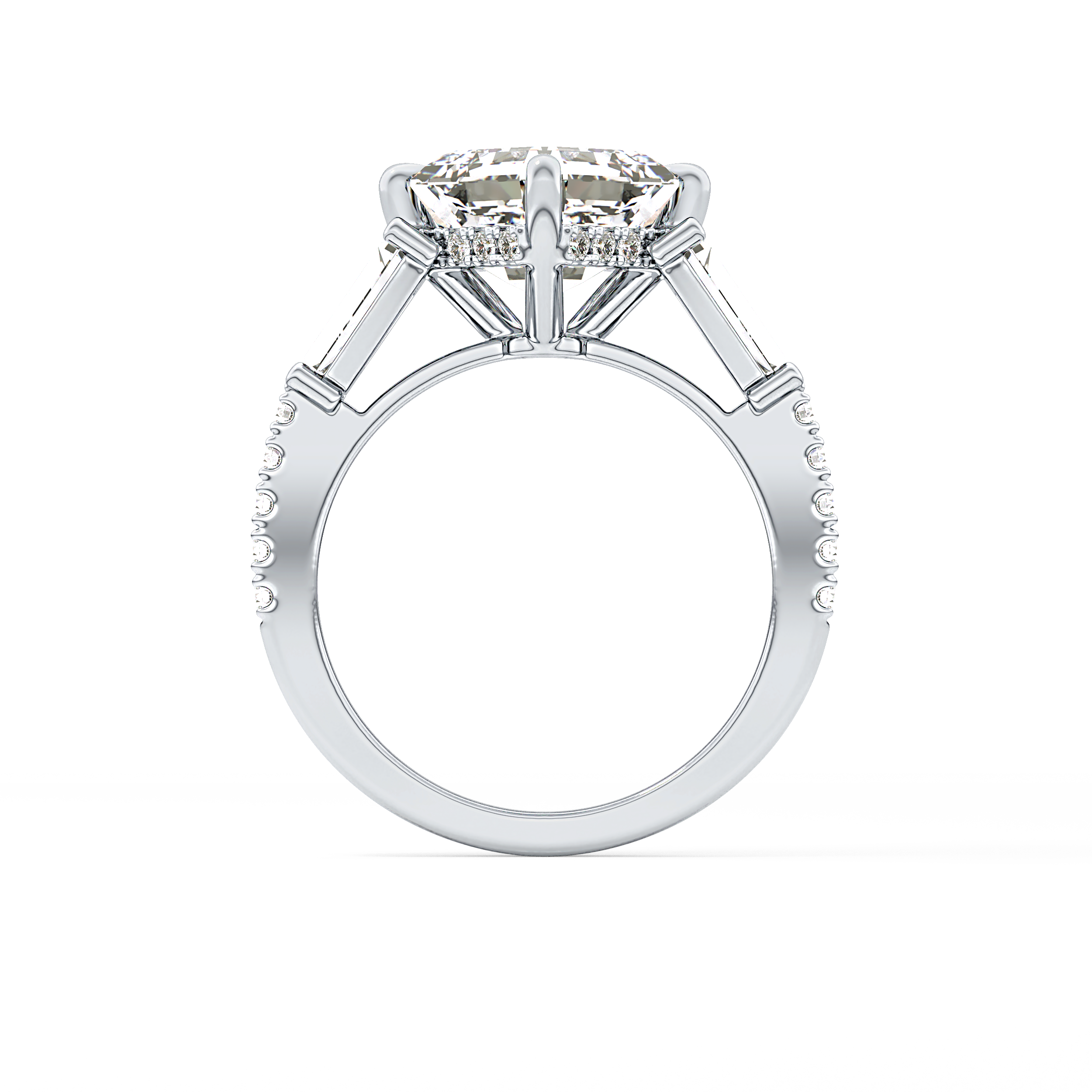 East West Asscher Cluster Lab Grown Diamond Engagement Ring