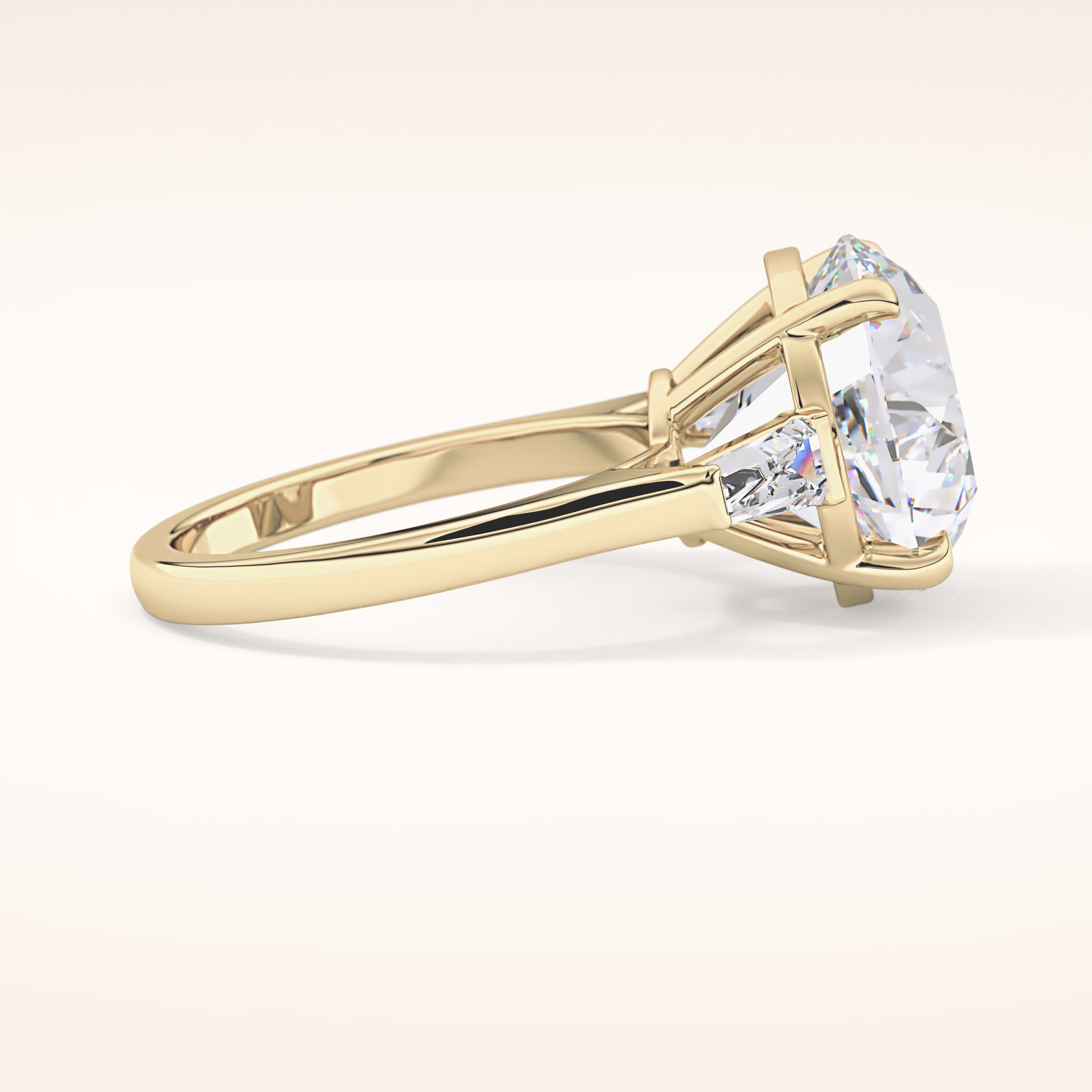 7.49 CT Round Shaped Three Stone Moissanite Engagement Ring