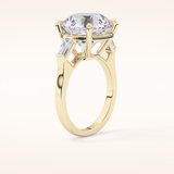 7.49 CT Round Shaped Three Stone Moissanite Engagement Ring
