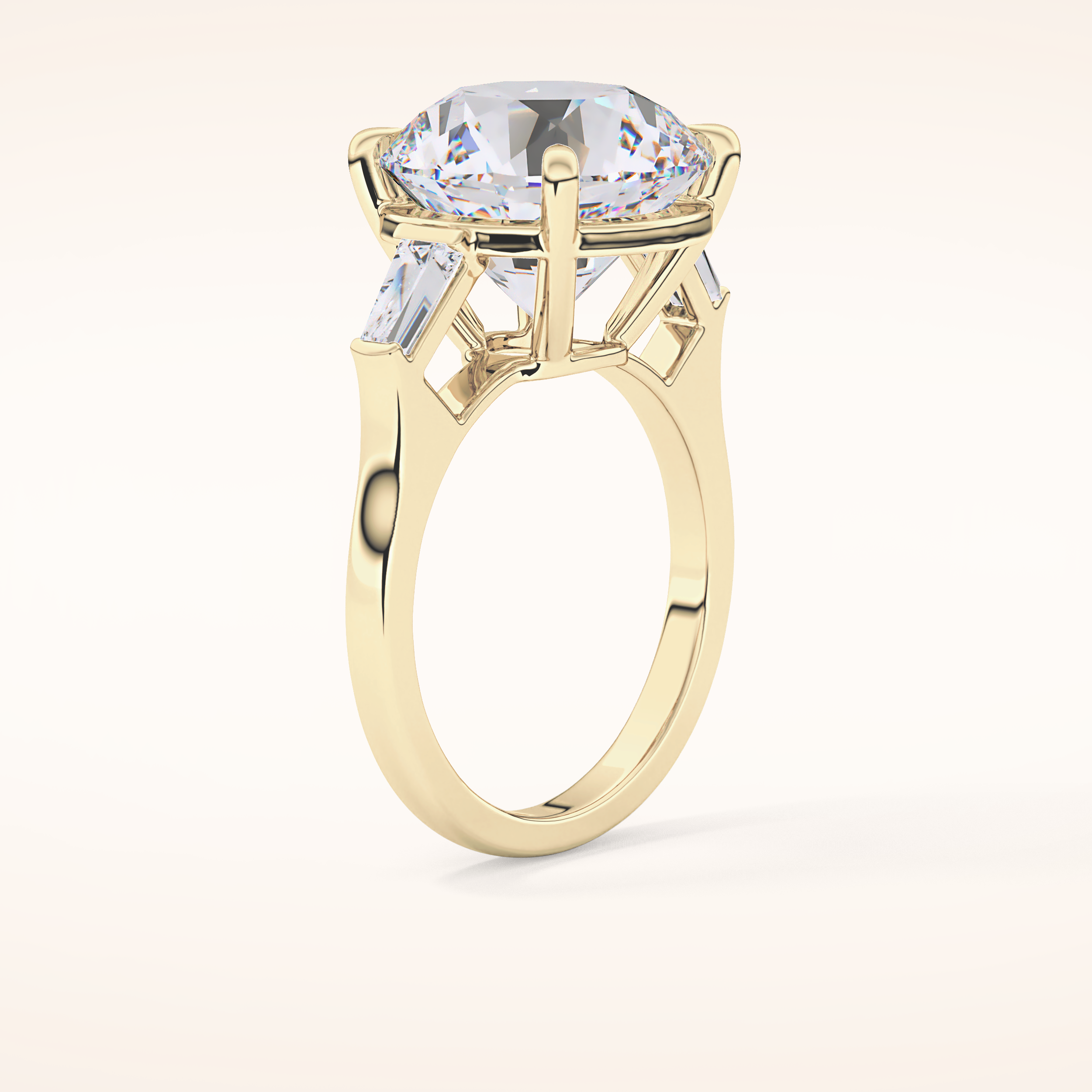 7.49 CT Round Shaped Three Stone Moissanite Engagement Ring