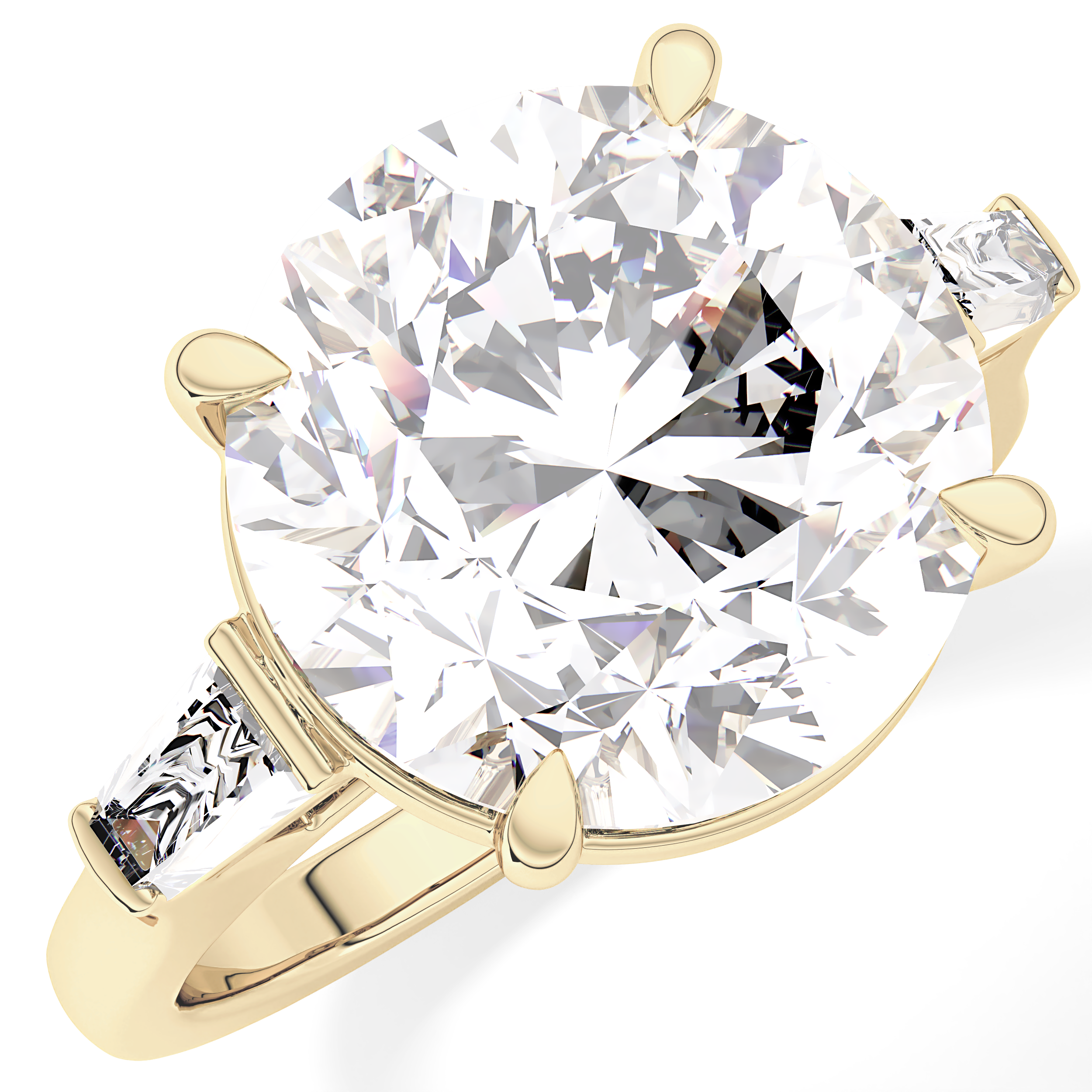 Round Three Stone Lab Grown Diamond Engagement Ring