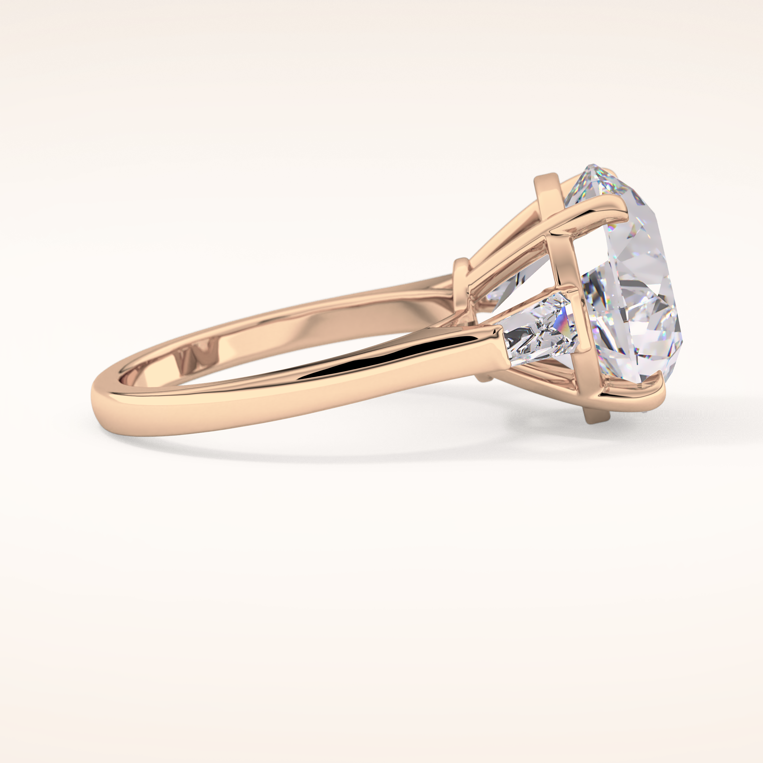 7.49 CT Round Shaped Three Stone Moissanite Engagement Ring