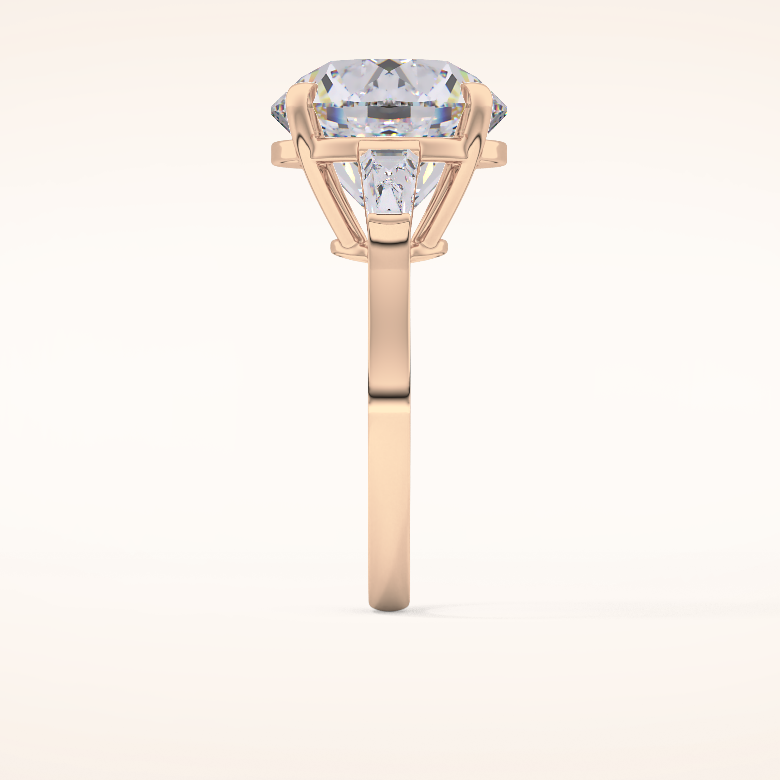 7.49 CT Round Shaped Three Stone Moissanite Engagement Ring
