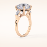 7.49 CT Round Shaped Three Stone Moissanite Engagement Ring