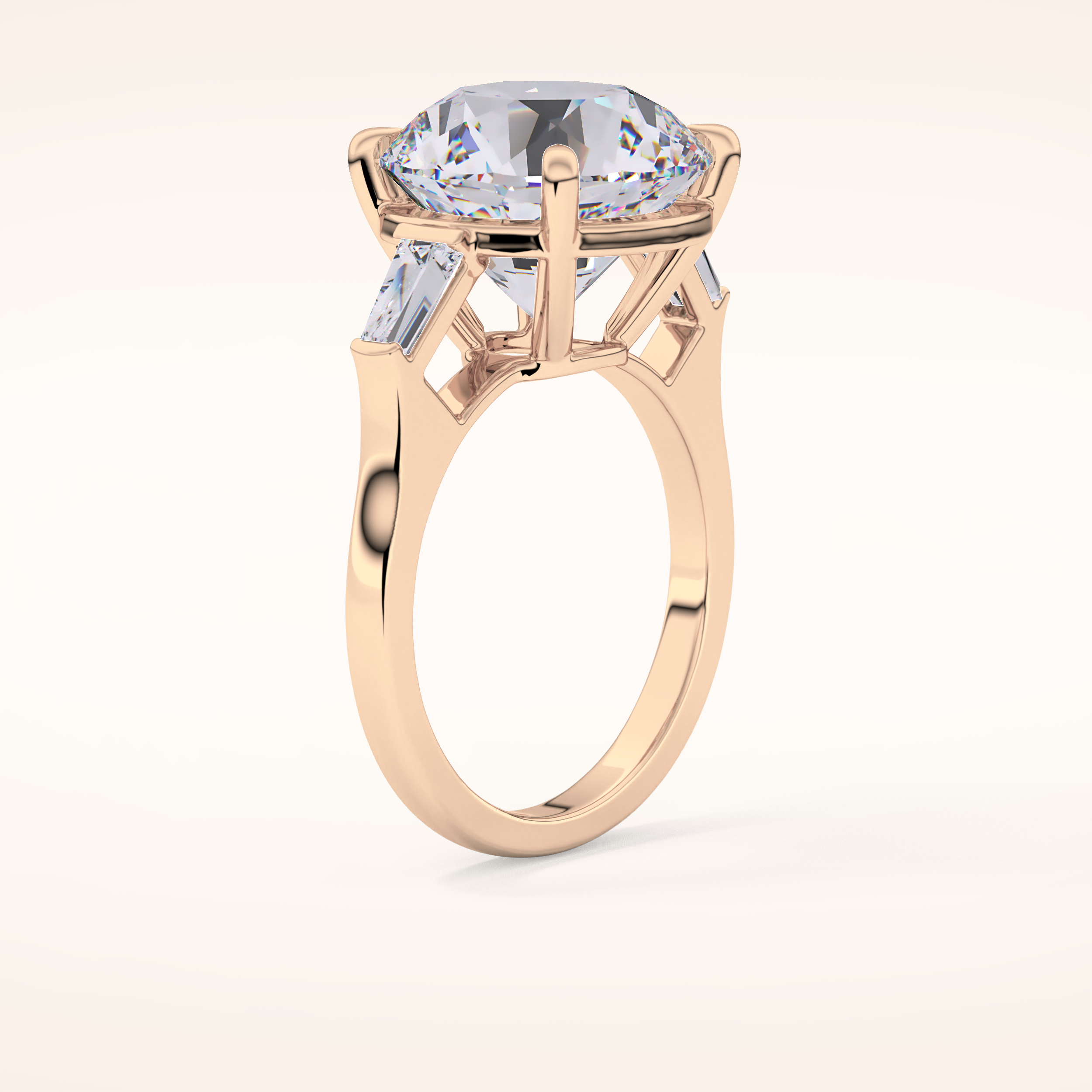 7.49 CT Round Shaped Three Stone Moissanite Engagement Ring