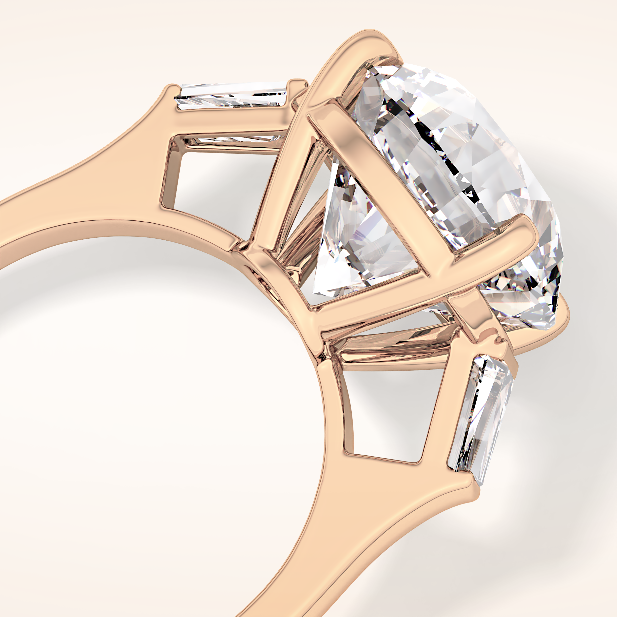 7.49 CT Round Shaped Three Stone Moissanite Engagement Ring