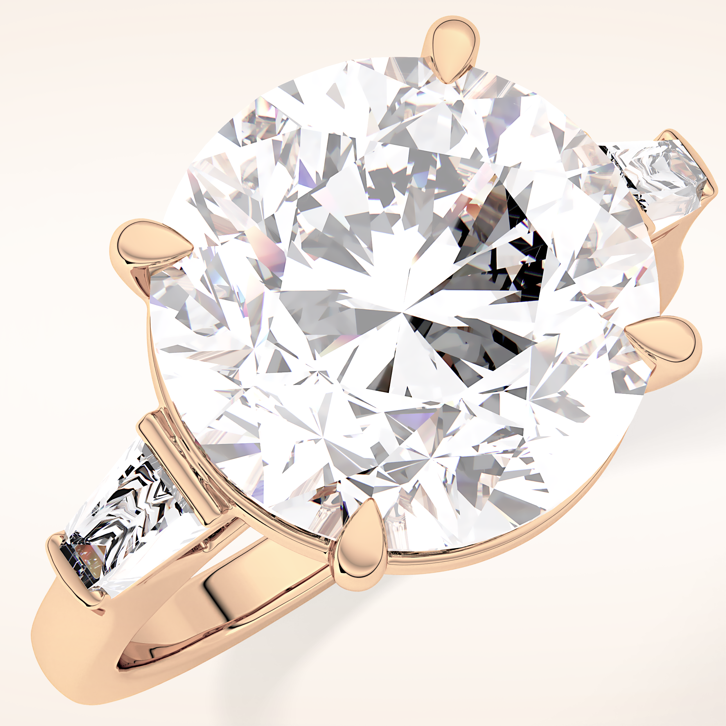 7.49 CT Round Shaped Three Stone Moissanite Engagement Ring
