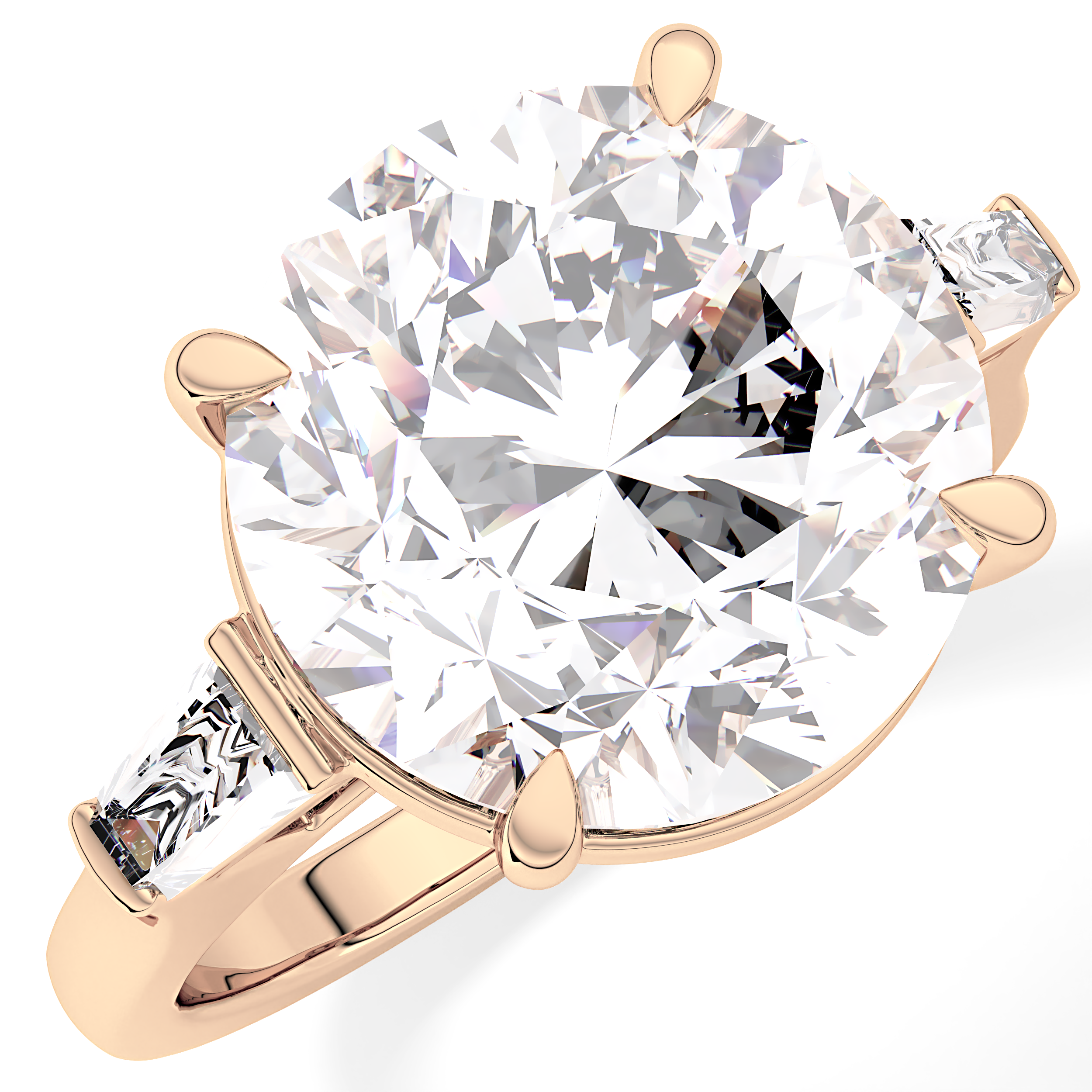 Round Three Stone Lab Grown Diamond Engagement Ring