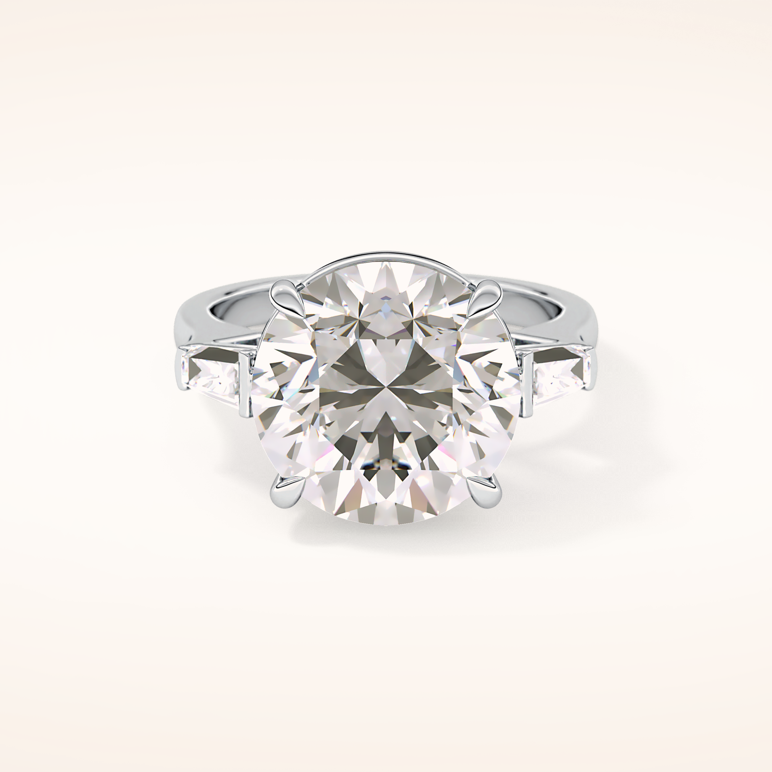 7.49 CT Round Shaped Three Stone Moissanite Engagement Ring