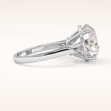 7.49 CT Round Shaped Three Stone Moissanite Engagement Ring