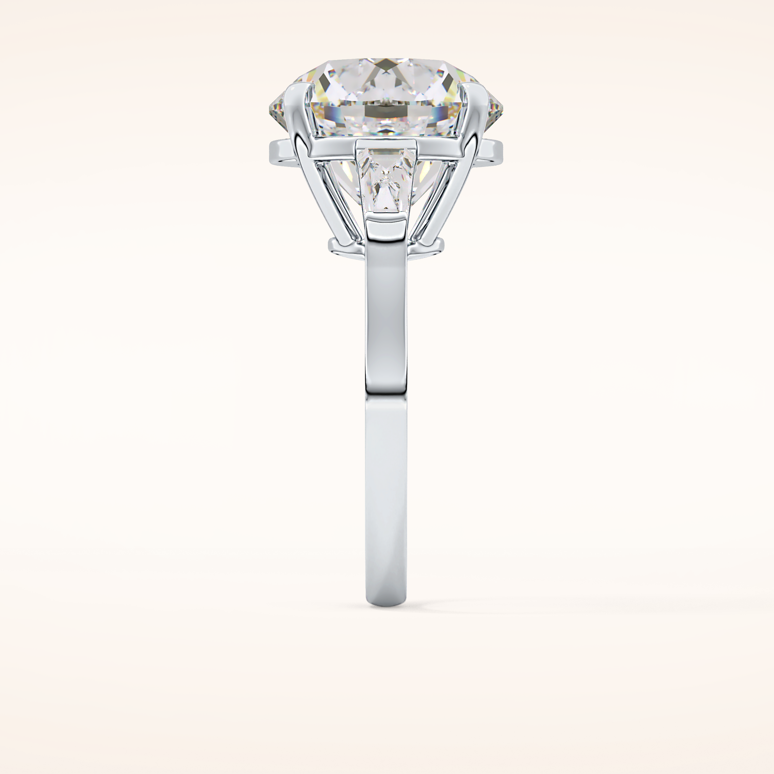 7.49 CT Round Shaped Three Stone Moissanite Engagement Ring