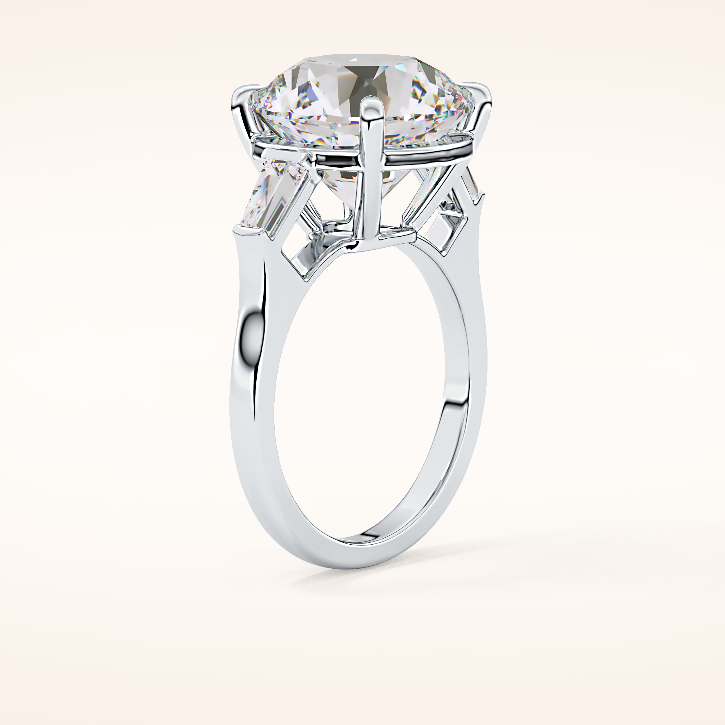7.49 CT Round Shaped Three Stone Moissanite Engagement Ring