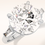 7.49 CT Round Shaped Three Stone Moissanite Engagement Ring