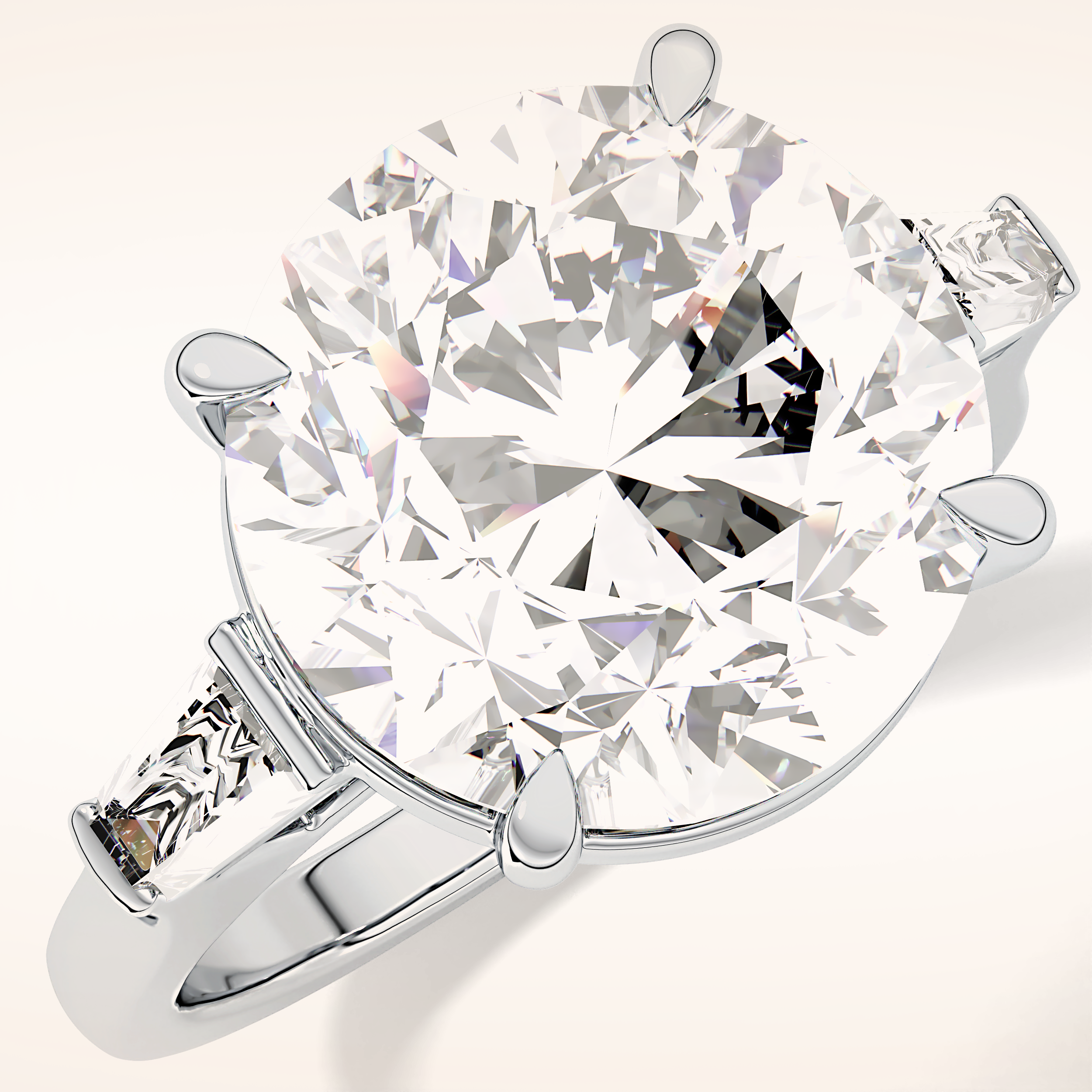 7.49 CT Round Shaped Three Stone Moissanite Engagement Ring