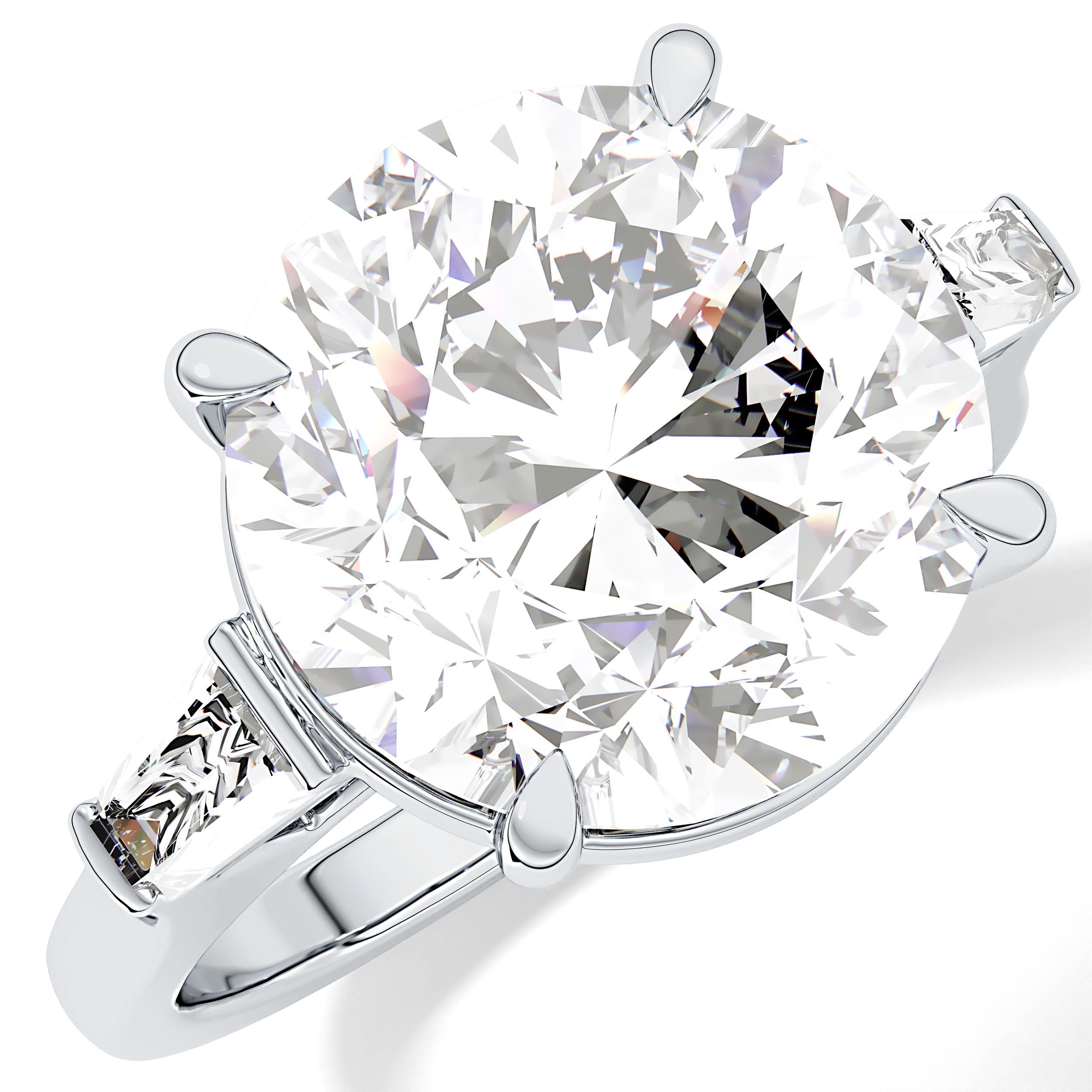 Round Three Stone Lab Grown Diamond Engagement Ring