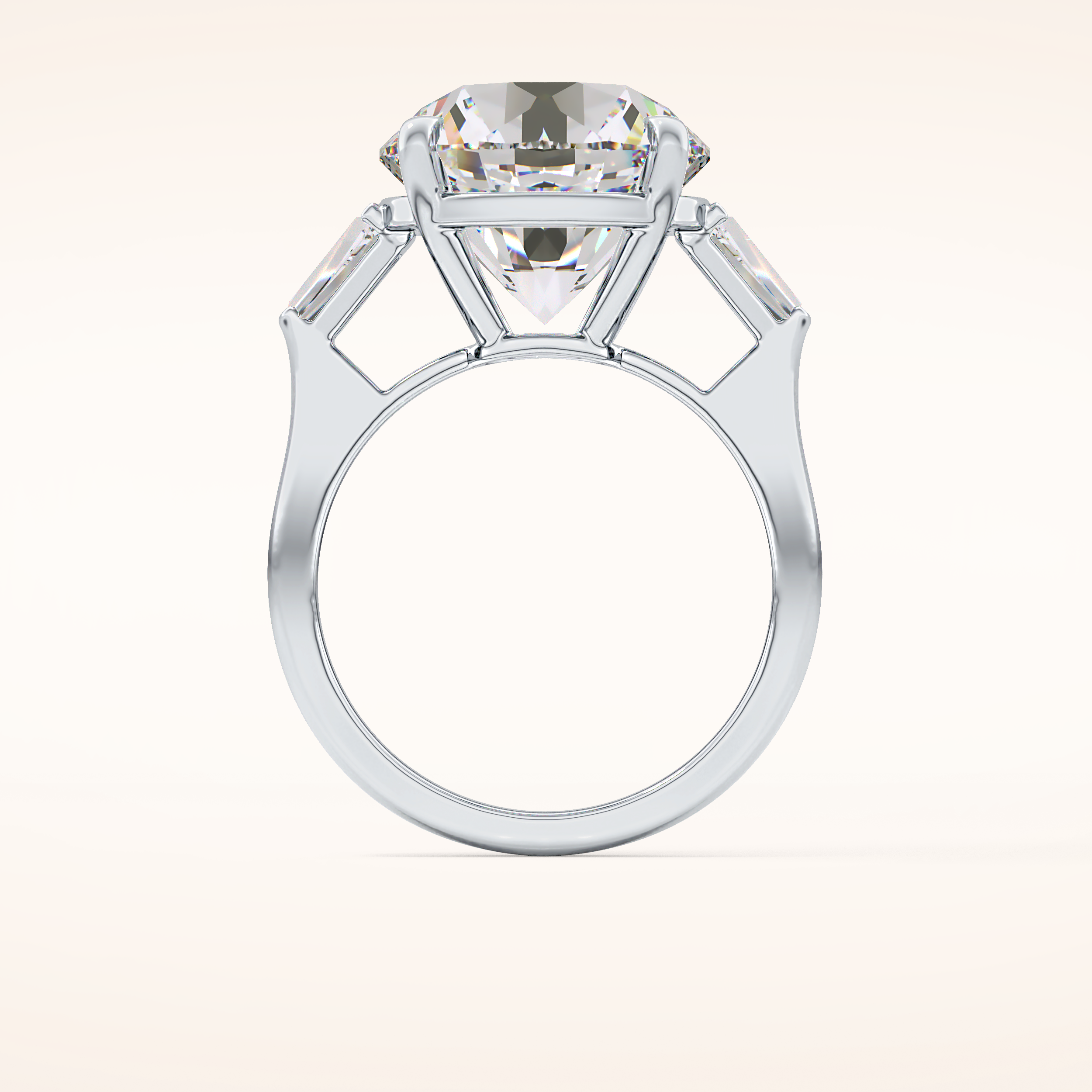 7.49 CT Round Shaped Three Stone Moissanite Engagement Ring