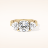 2.78 CT Cushion Shaped Three Stone Moissanite Engagement Ring