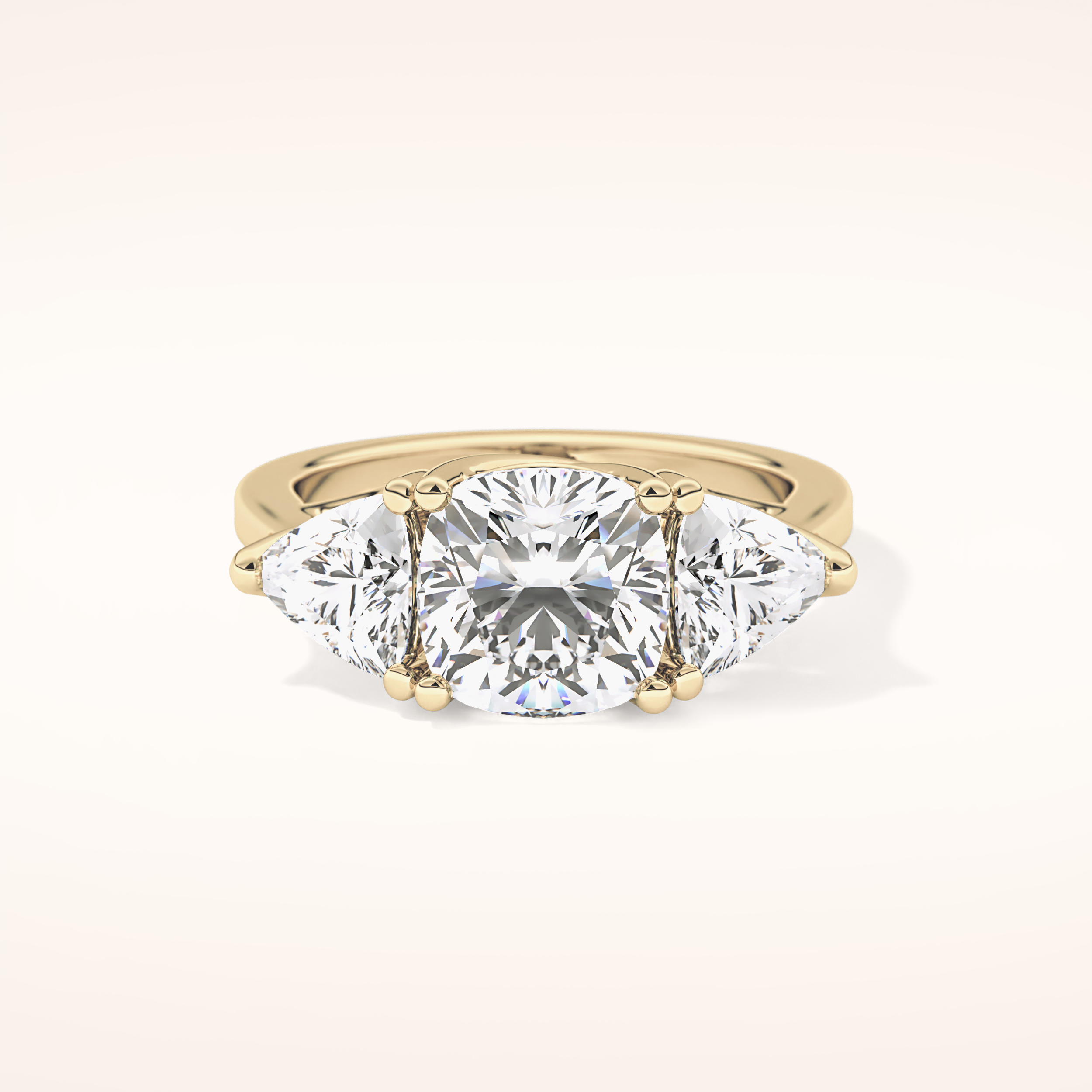 2.78 CT Cushion Shaped Three Stone Moissanite Engagement Ring