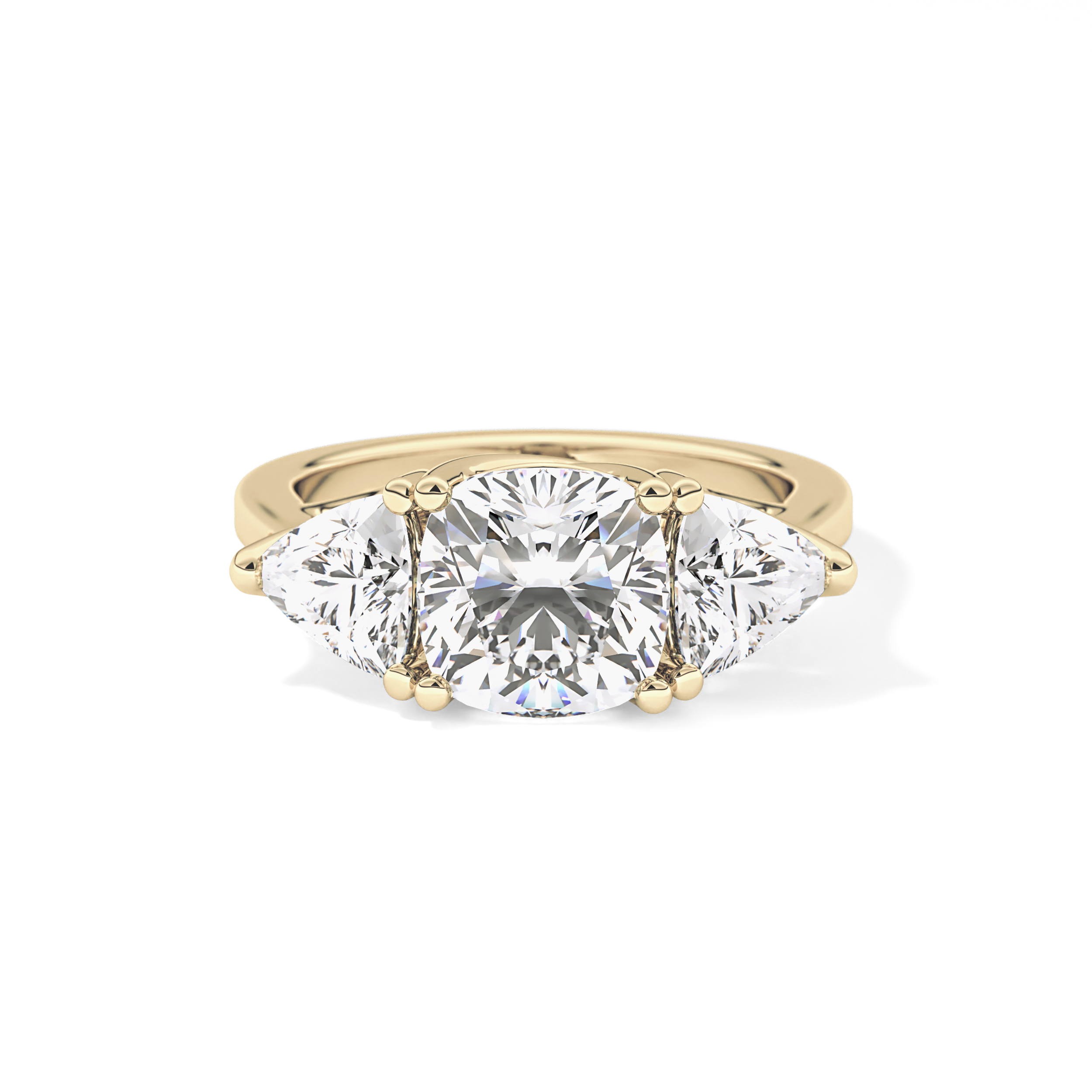 Cushion Three Stone Lab Grown Diamond Engagement Ring