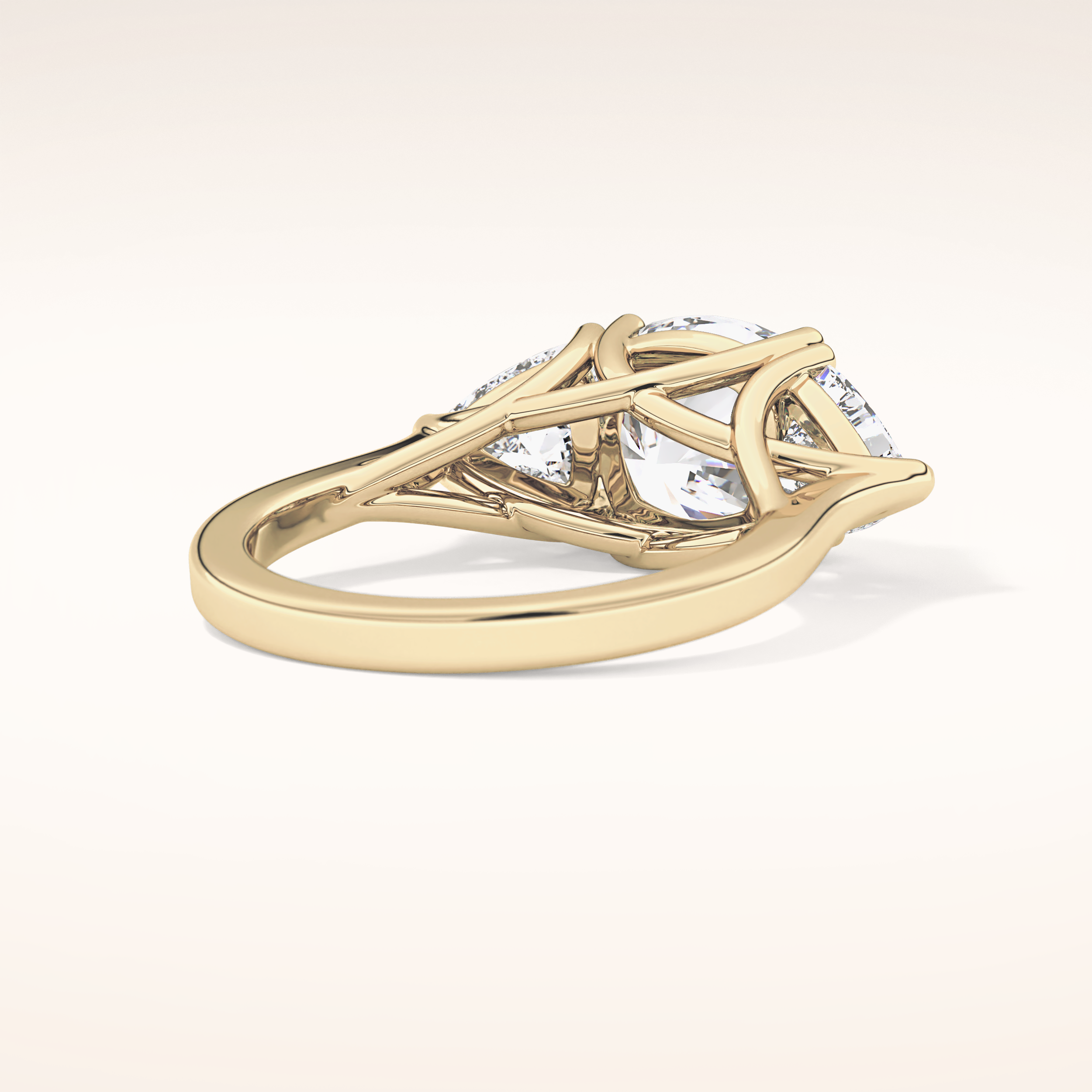 2.78 CT Cushion Shaped Three Stone Moissanite Engagement Ring
