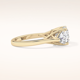 2.78 CT Cushion Shaped Three Stone Moissanite Engagement Ring
