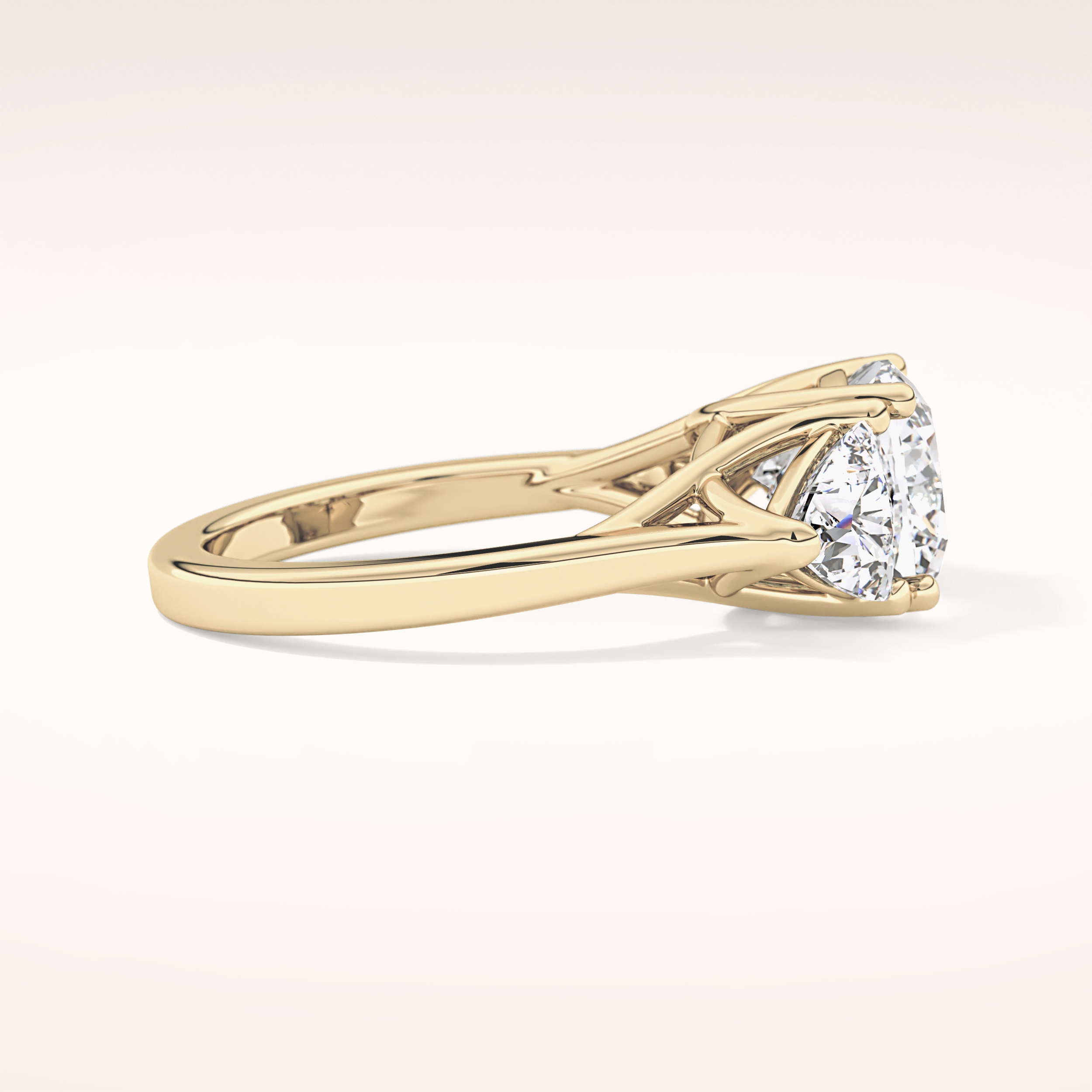 2.78 CT Cushion Shaped Three Stone Moissanite Engagement Ring