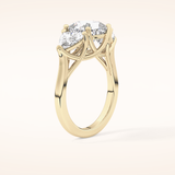 2.78 CT Cushion Shaped Three Stone Moissanite Engagement Ring