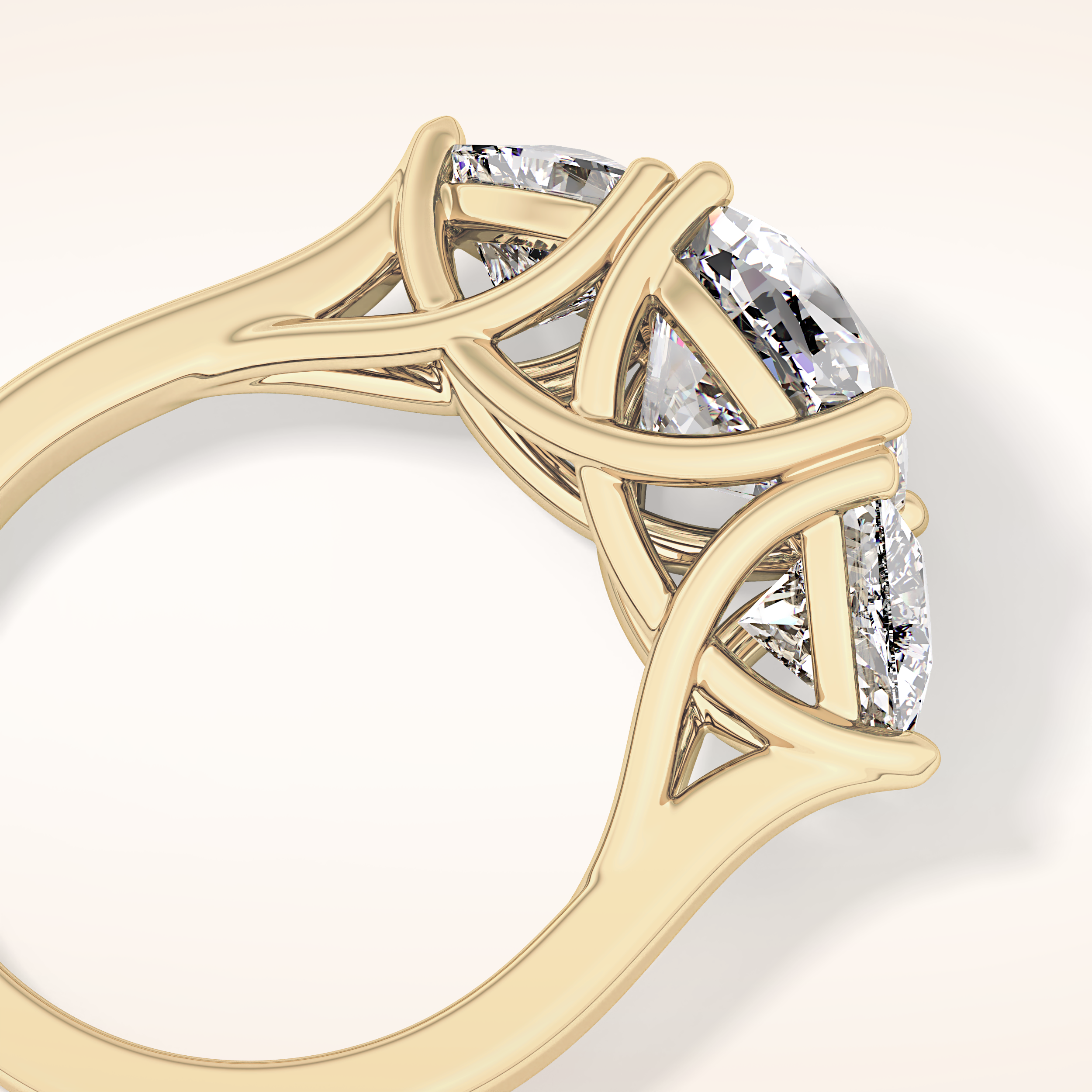 2.78 CT Cushion Shaped Three Stone Moissanite Engagement Ring