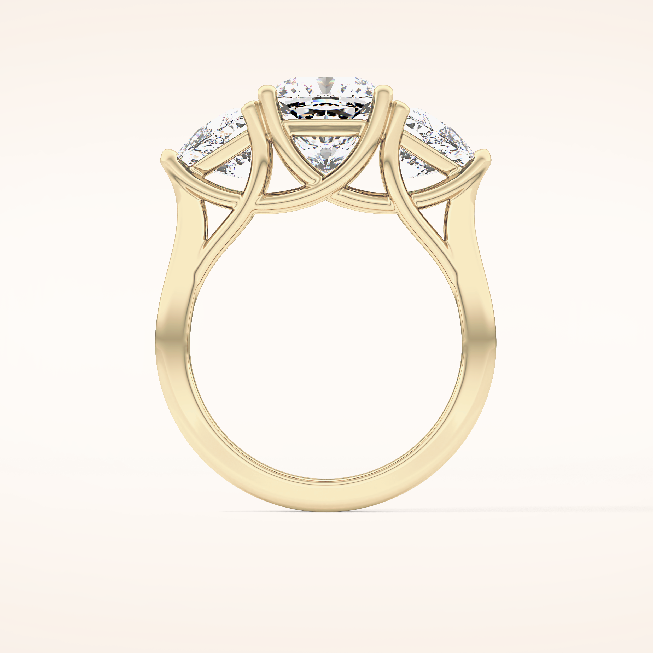 2.78 CT Cushion Shaped Three Stone Moissanite Engagement Ring