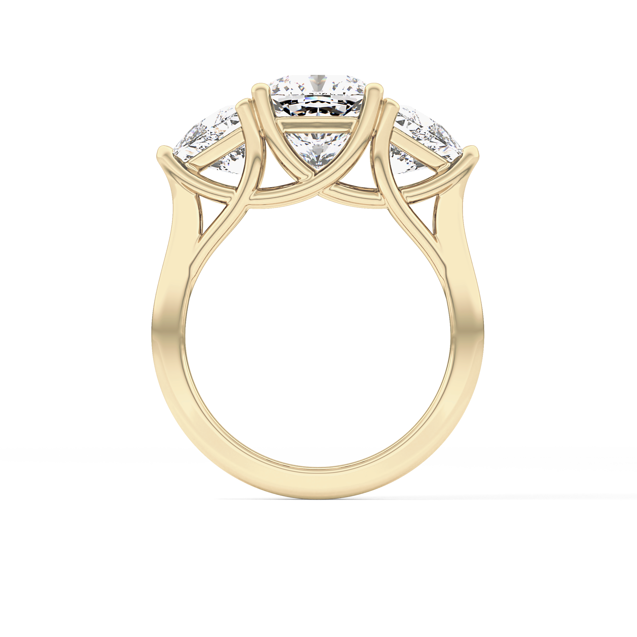 Cushion Three Stone Lab Grown Diamond Engagement Ring