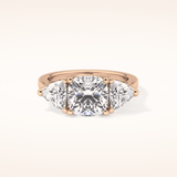 2.78 CT Cushion Shaped Three Stone Moissanite Engagement Ring