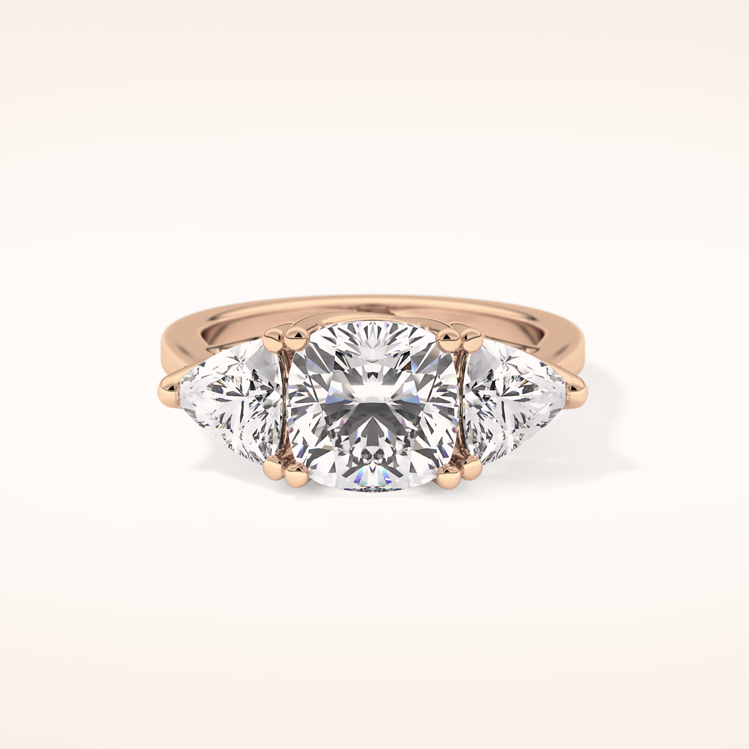 2.78 CT Cushion Shaped Three Stone Moissanite Engagement Ring