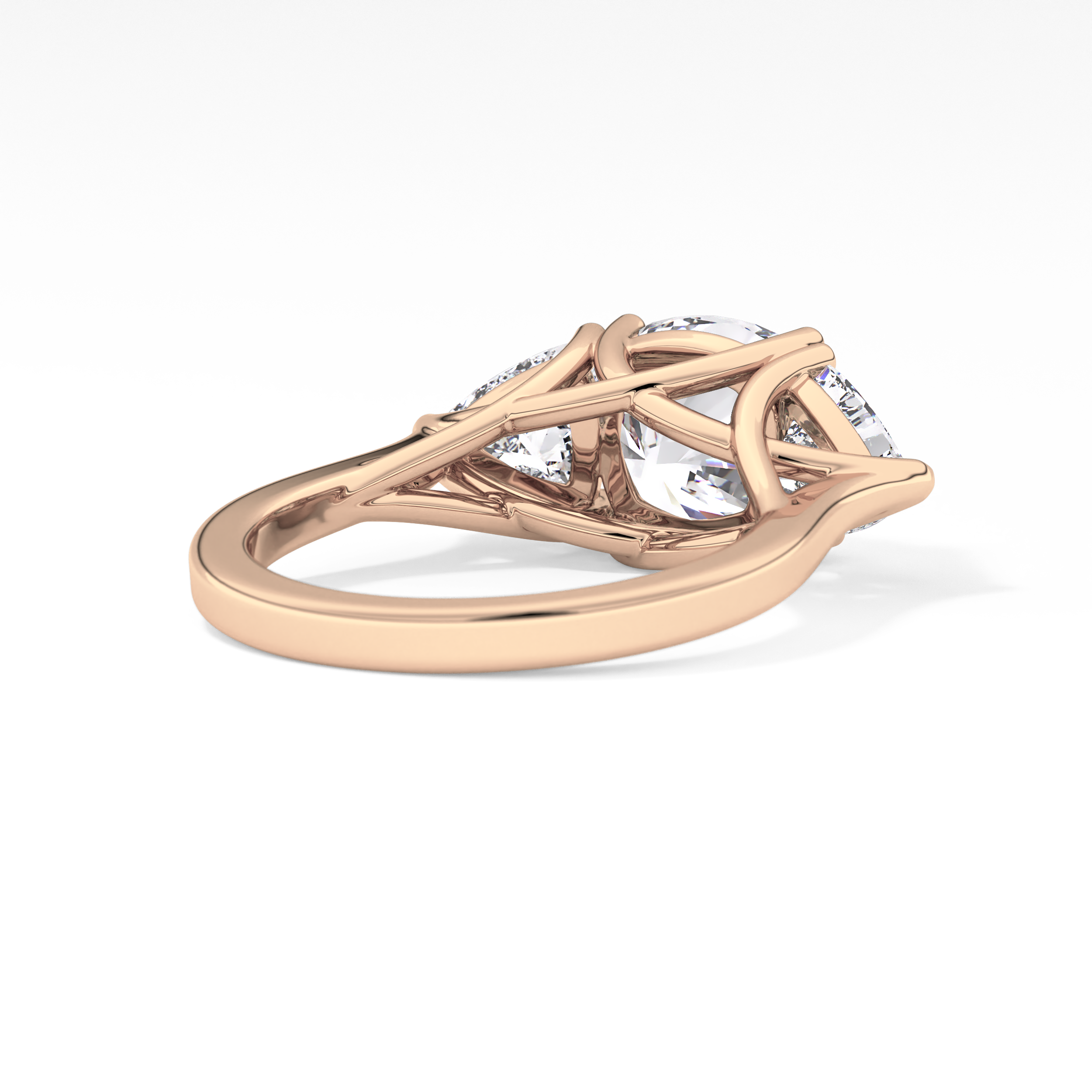 Cushion Three Stone Lab Grown Diamond Engagement Ring