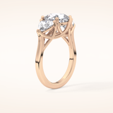 2.78 CT Cushion Shaped Three Stone Moissanite Engagement Ring