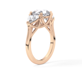 Cushion Three Stone Lab Grown Diamond Engagement Ring