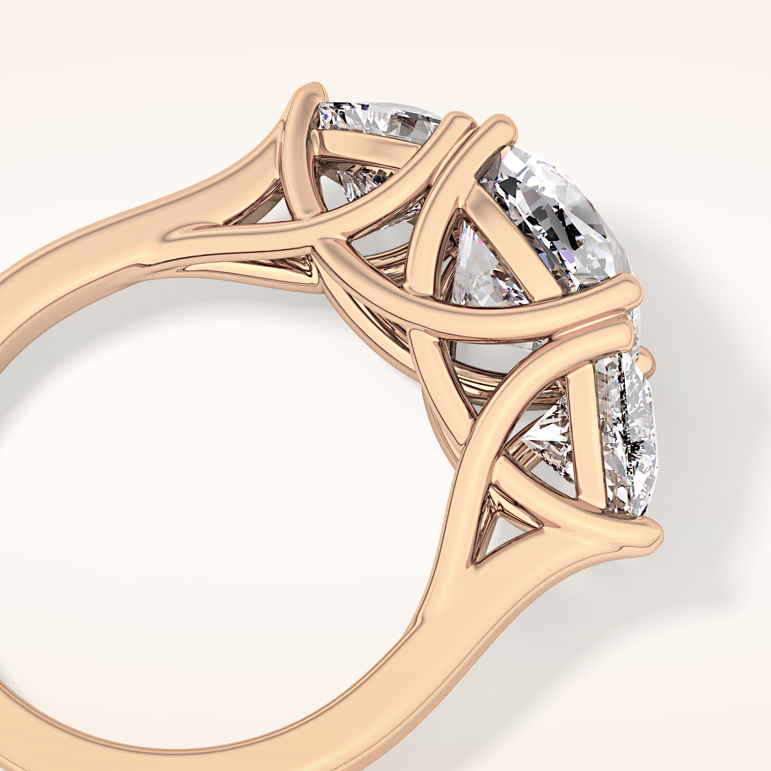 2.78 CT Cushion Shaped Three Stone Moissanite Engagement Ring