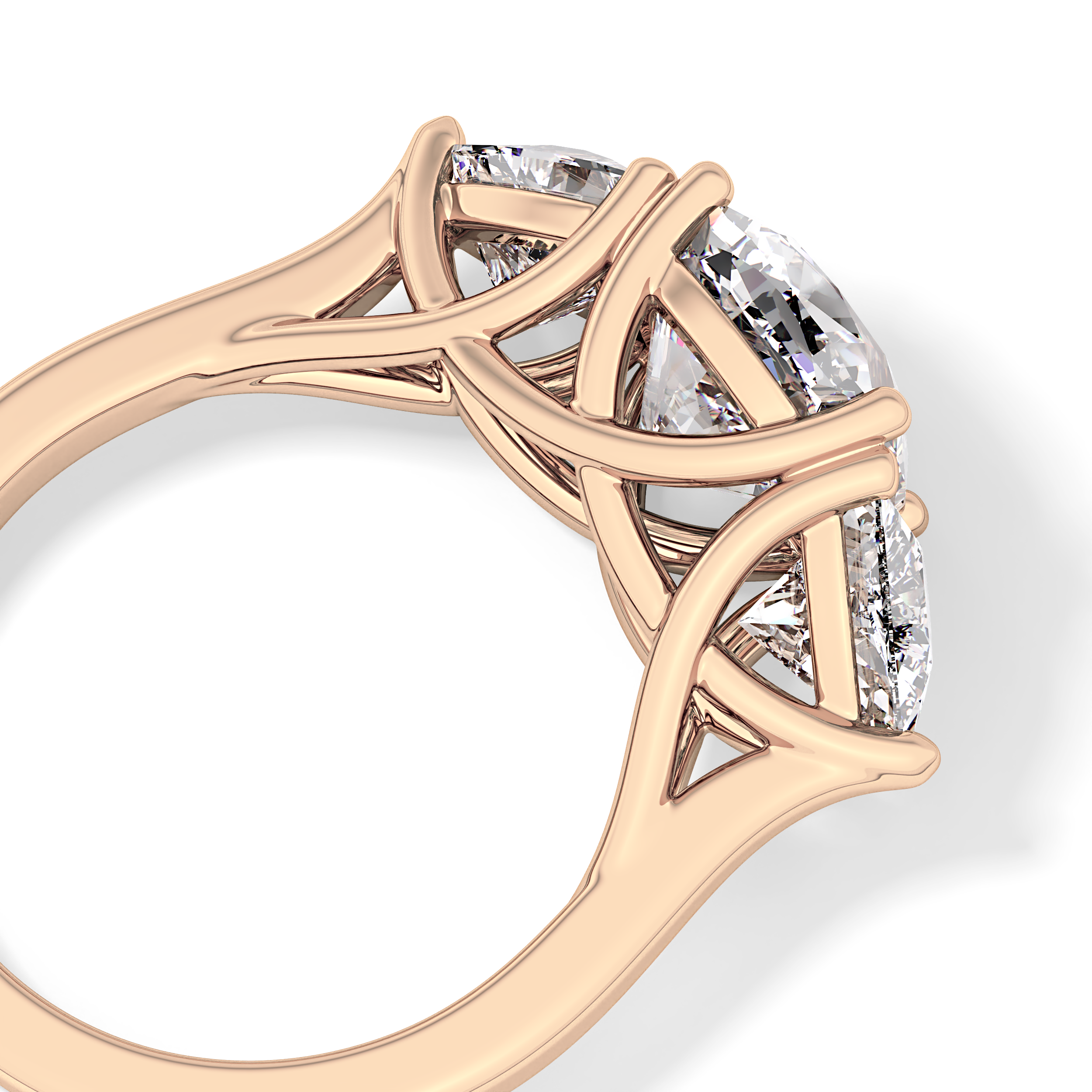 Cushion Three Stone Lab Grown Diamond Engagement Ring