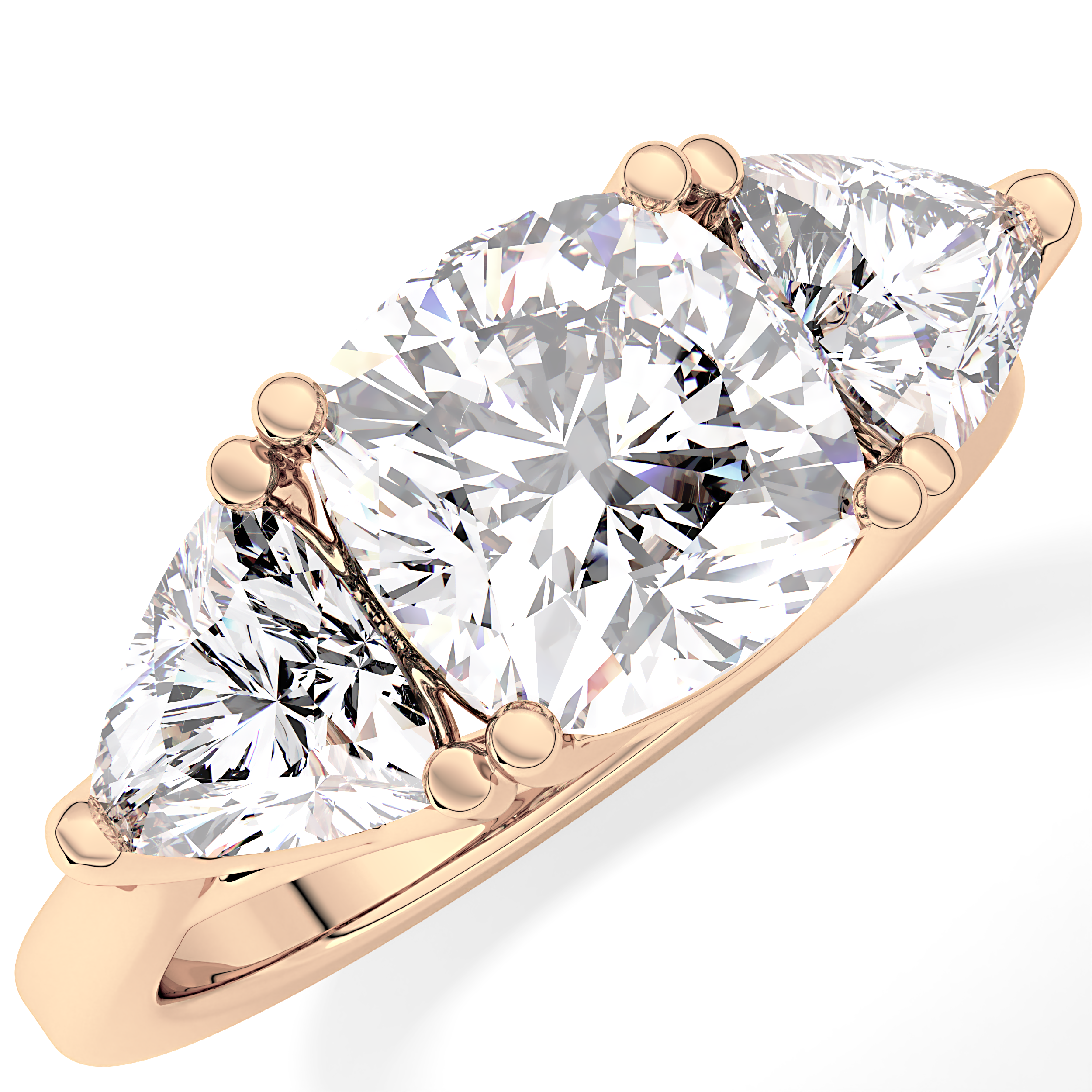 Cushion Three Stone Lab Grown Diamond Engagement Ring