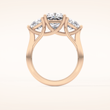 2.78 CT Cushion Shaped Three Stone Moissanite Engagement Ring