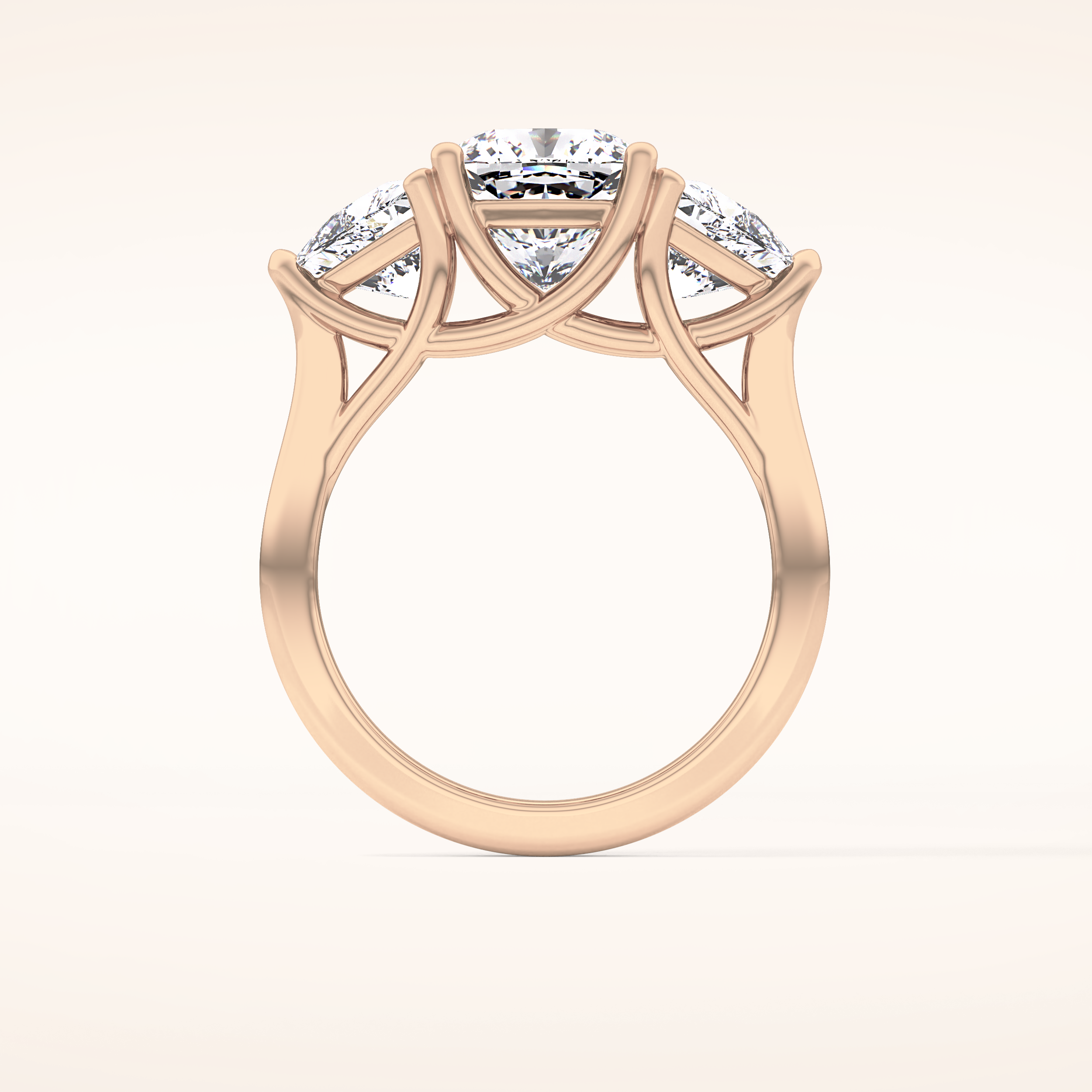 2.78 CT Cushion Shaped Three Stone Moissanite Engagement Ring