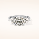 2.78 CT Cushion Shaped Three Stone Moissanite Engagement Ring