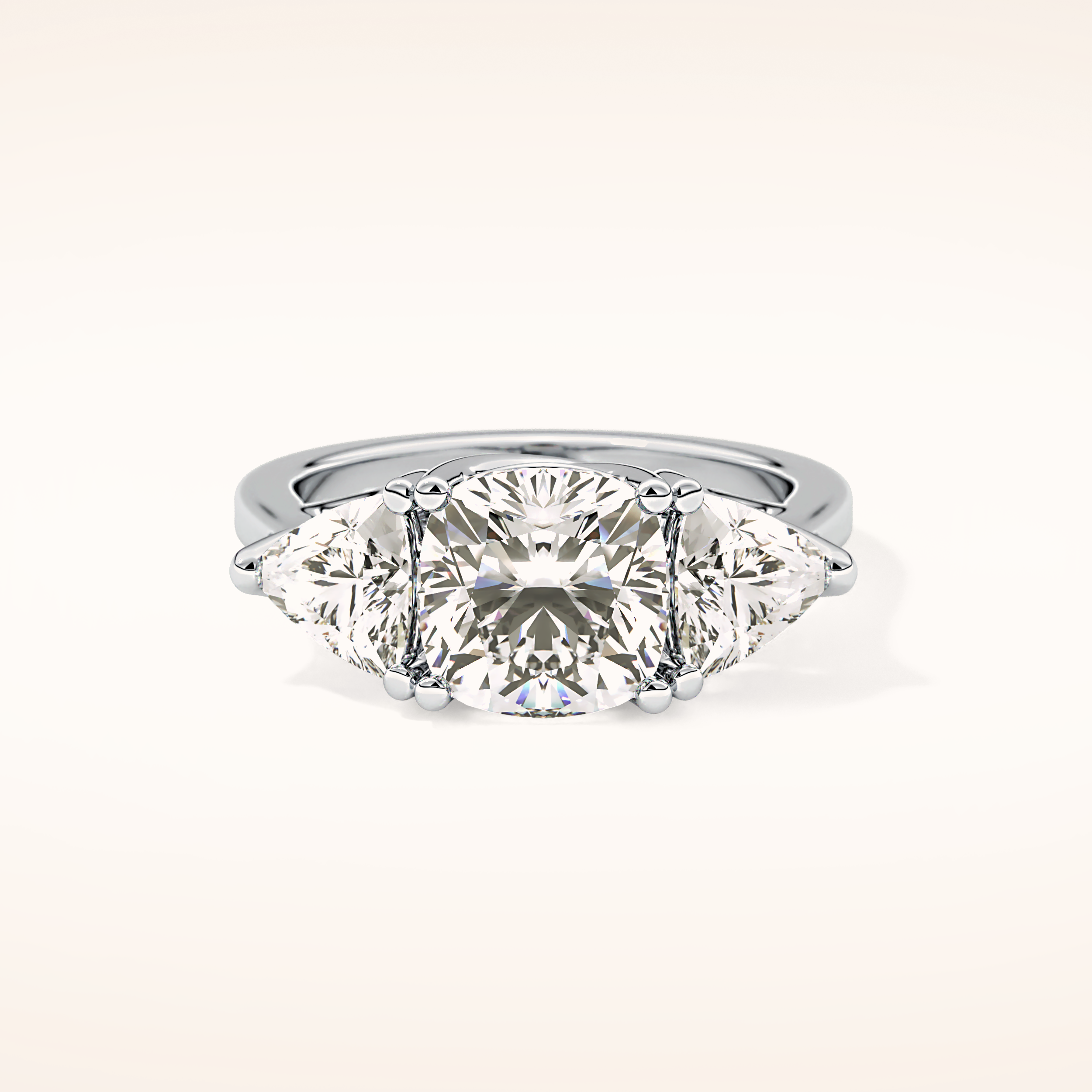 2.78 CT Cushion Shaped Three Stone Moissanite Engagement Ring