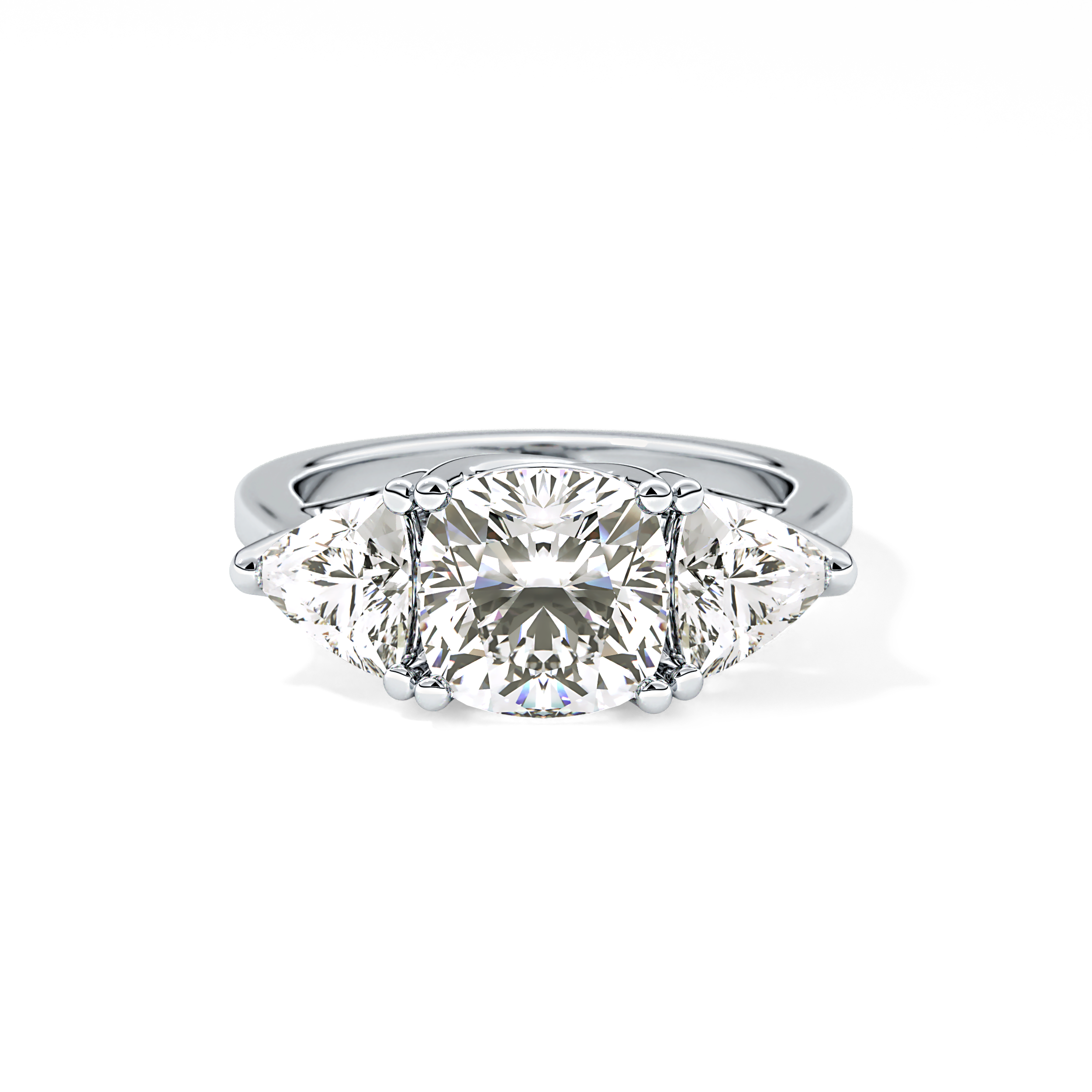 Cushion Three Stone Lab Grown Diamond Engagement Ring